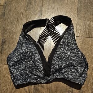 Victoria's Secret Sport Black and White Strappy Sports Bra Lace Intimates Medium